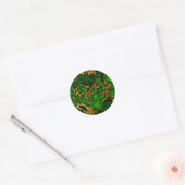 Donkerbos groen en goud marmeren textuur ontwerp ronde sticker (Envelop)
