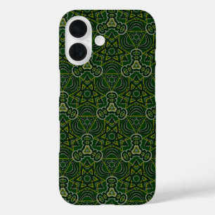 Donkerbos Groen Mandala Sci-fi Geometric Pattern iPhone 16 Hoesje