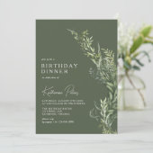 Donkerbos Groen Mos | Botanisch verjaardagsdiner Kaart (Staand voorkant)