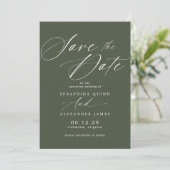 Donkerbos Groen Mos | Eenvoudig Elegant Script Save The Date (Staand voorkant)