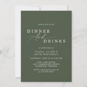 Donkerbos Groen | Typografie Verjaardagsdiner Kaart (Voorkant)