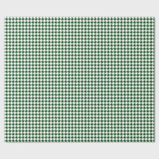 Donkerbos Groen Wit Kleine Houndstooth Check Cadeaupapier (Vlak)