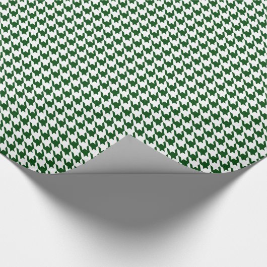 Donkerbos Groen Wit Kleine Houndstooth Check Cadeaupapier (Hoek)