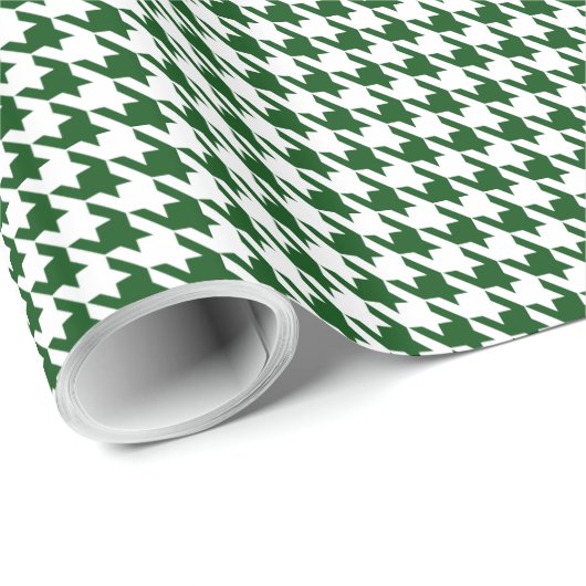 Donkerbos Groen Wit Kleine Houndstooth Check Cadeaupapier (Rol Hoek)