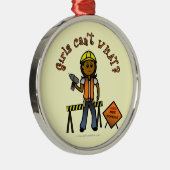 Donkerbouwmeisje Metalen Ornament (Rechts)