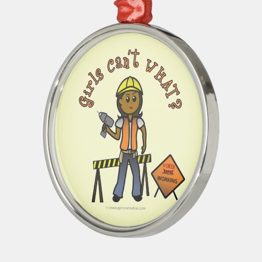 Donkerbouwmeisje Metalen Ornament (Links)