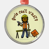 Donkerbouwmeisje Metalen Ornament (Voorkant)