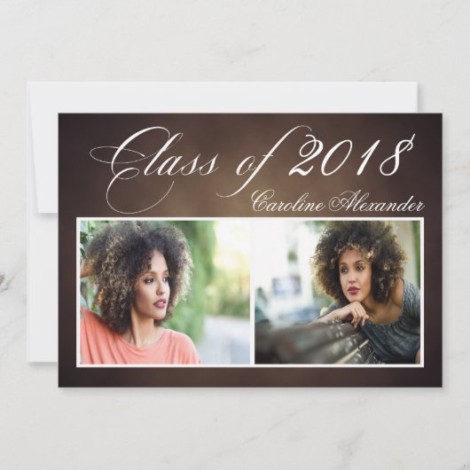 Donkerbruin Afstuderen Uitnodiging (Voorkant)