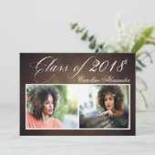 Donkerbruin Afstuderen Uitnodiging (Staand voorkant)