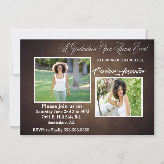 Donkerbruin Afstuderen Uitnodiging (Achterkant)
