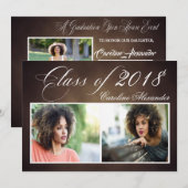 Donkerbruin Afstuderen Uitnodiging (Voorkant / Achterkant)