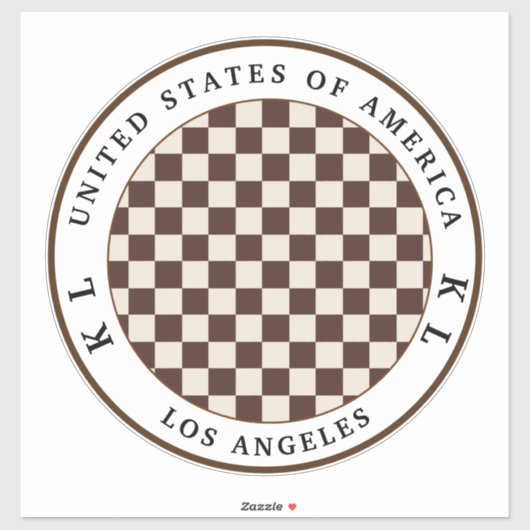 Donkerbruin, beige checkboard-actiesticker sticker (Vel)