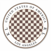 Donkerbruin, beige checkboard-actiesticker sticker (Voorkant)