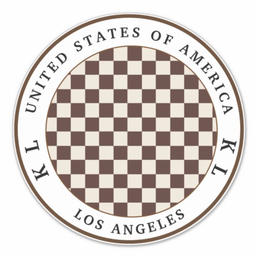 Donkerbruin, beige checkboard-actiesticker sticker (Voorkant)