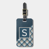 Donkerbruin Blauwgroen blauw Classy Simple Plaid P Bagagelabel (Voorkant verticaal)