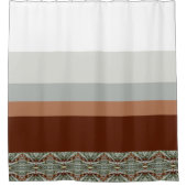 Donkerbruin Blauwgroen en grijsblauw Douchegordijn (Voorkant)