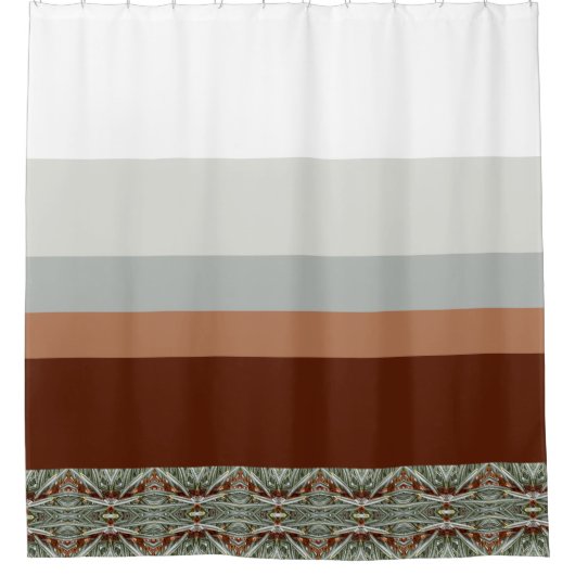 Donkerbruin Blauwgroen en grijsblauw Douchegordijn (Voorkant)