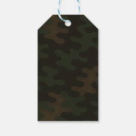 Donkerbruin bosgroen rijk aards camouflage cadeaulabel