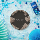 Donkerbruin & Brons bladeren rustieke aangepaste H Papieren Bordje (Feest)