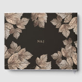 Donkerbruin & Brons bladeren rustieke herfst bruil Gastenboek (Achterkant)