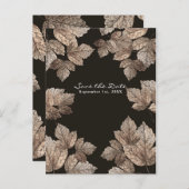 Donkerbruin & Bronzen bladeren rustiek Save the Da Aankondigingskaart (Voorkant / Achterkant)
