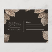 Donkerbruin & Bronzen bladeren rustiek Save the Da Aankondigingskaart (Achterkant)