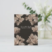 Donkerbruin & Bronzen bladeren rustiek Save the Da Aankondigingskaart (Staand voorkant)