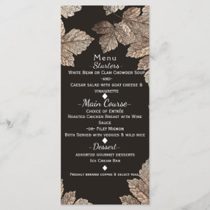 Donkerbruin & Bronzen Bladeren Rustieke Herfst Men Menu