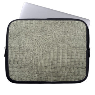 Donkerbruin Crocodile Leather Texture Design Laptop Sleeve