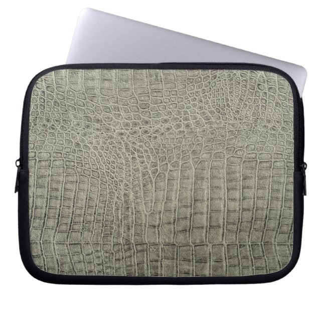 Donkerbruin Crocodile Leather Texture Design Laptop Sleeve (Voorkant)