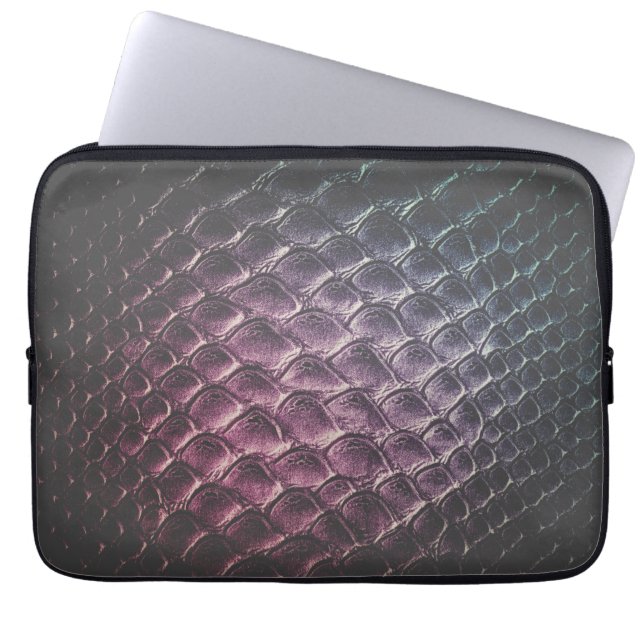 Donkerbruin Crocodile Leather Texture Design Laptop Sleeve (Voorkant)