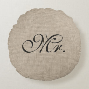 Donkerbruin de heer Burlap Round Sierkussen Rond Kussen