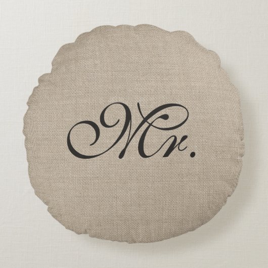 Donkerbruin de heer Burlap Round Sierkussen Rond Kussen (Voorkant)