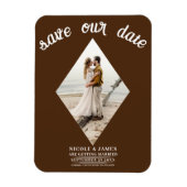 Donkerbruin Diamond Foto Bruiloft Save the Date Magneet (Verticaal)