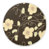 Donkerbruin en amandelkabinetstrek keramische knop (Voorkant)