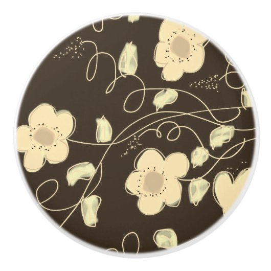 Donkerbruin en amandelkabinetstrek keramische knop (Voorkant)