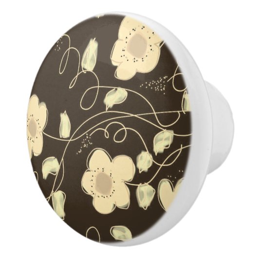 Donkerbruin en amandelkabinetstrek keramische knop (Rechts)