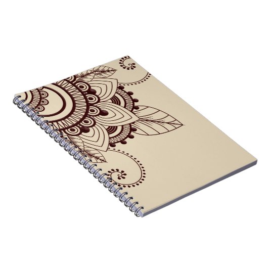 Donkerbruin en beige, Henna, Mehndi, Pattern Notitieboek (Rechterzijde)