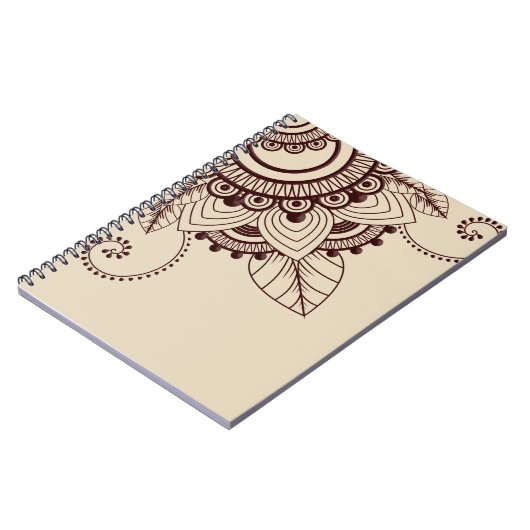 Donkerbruin en beige, Henna, Mehndi, Pattern Notitieboek (Linkerzijde)
