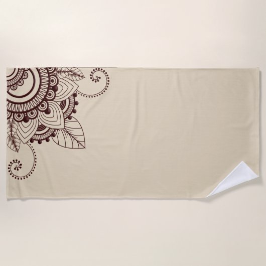 Donkerbruin en beige, Henna, Mehndi, Pattern Strandlaken (Voorkant)