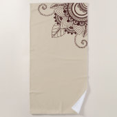 Donkerbruin en beige, Henna, Mehndi, Pattern Strandlaken (Voorkant)