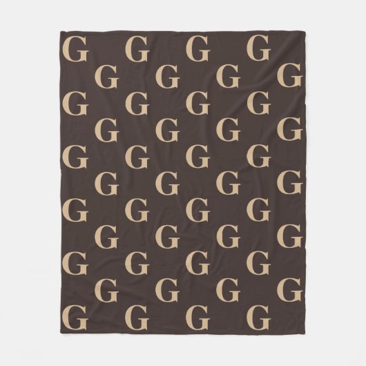 Donkerbruin en beige Tan-monogram patroon Fleece Deken (Voorkant)