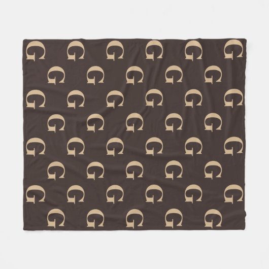 Donkerbruin en beige Tan-monogram patroon Fleece Deken (Voorkant (Horizontaal))