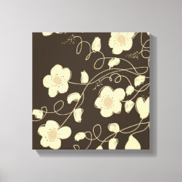 Donkerbruin en crème canvas afdruk