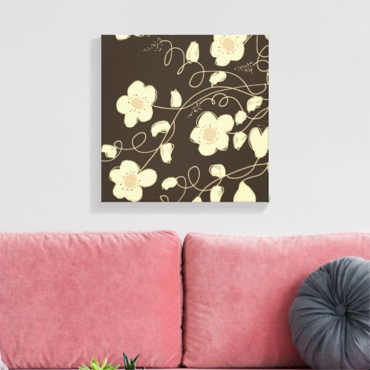 Donkerbruin en crème canvas afdruk (Insitu (Woonkamer))