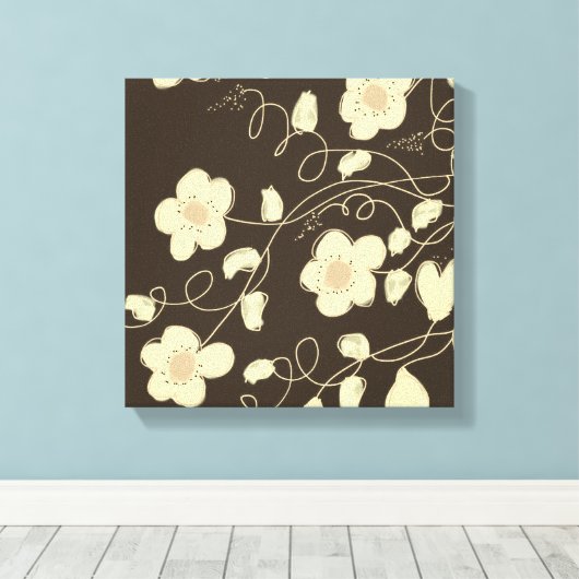 Donkerbruin en crème canvas afdruk (Insitu (Houten vloer))