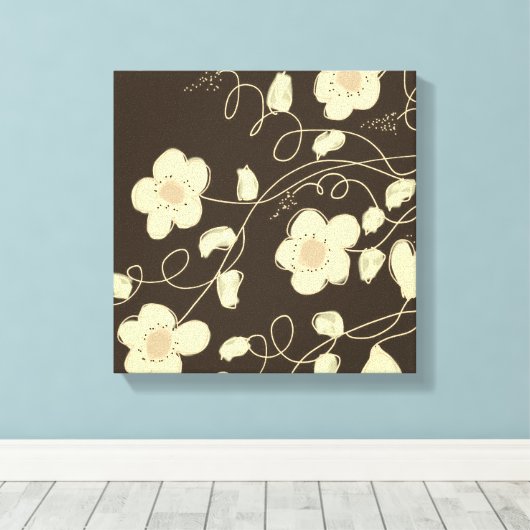 Donkerbruin en crème canvas afdruk (Insitu (Houten vloer))