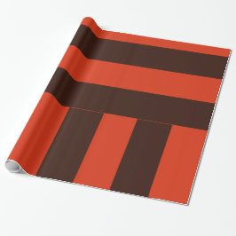 Donkerbruin en donkeroranje strepen cadeaupapier