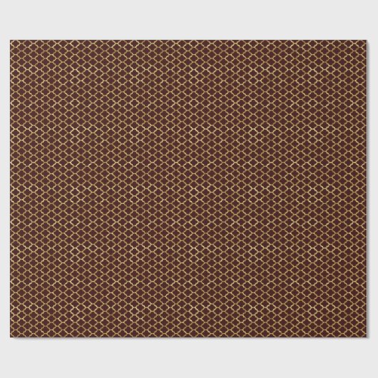 Donkerbruin en gouden geometrische quatrefoliepatr cadeaupapier (Vlak)
