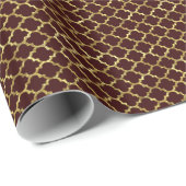 Donkerbruin en gouden geometrische quatrefoliepatr cadeaupapier (Rol Hoek)